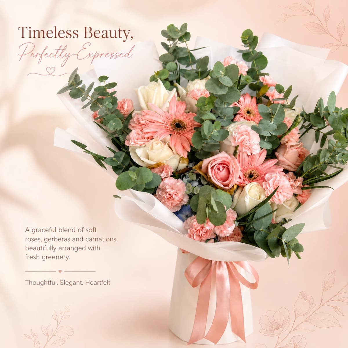 Romantic Pink Blossom Bouquet | Pink Roses Mix