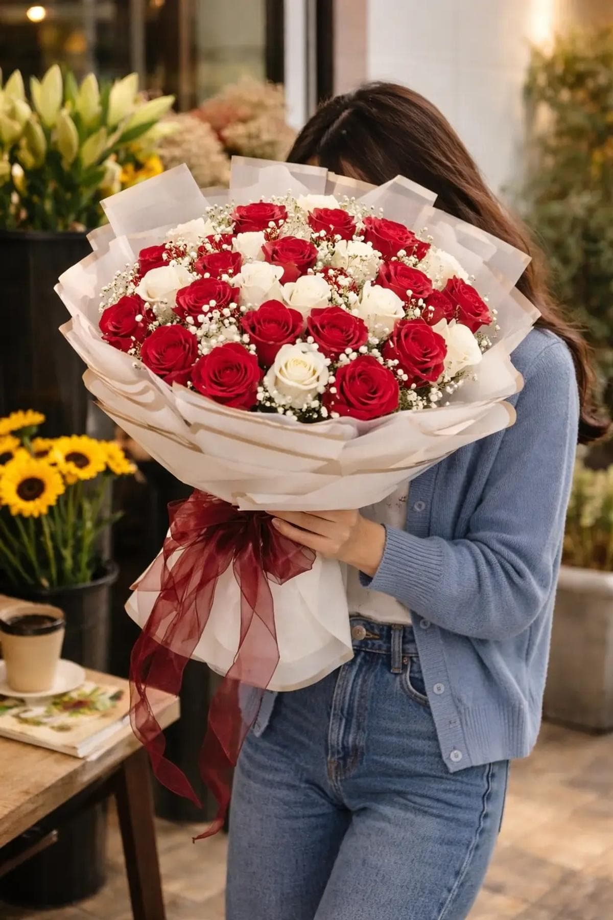 51 Red & White Roses