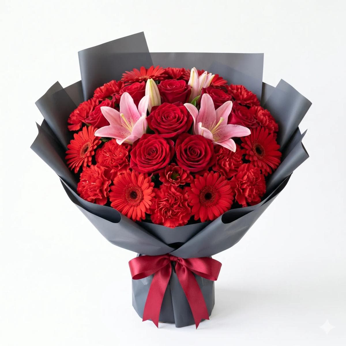 Red Roses & Red Gerbera | Passionate Mix