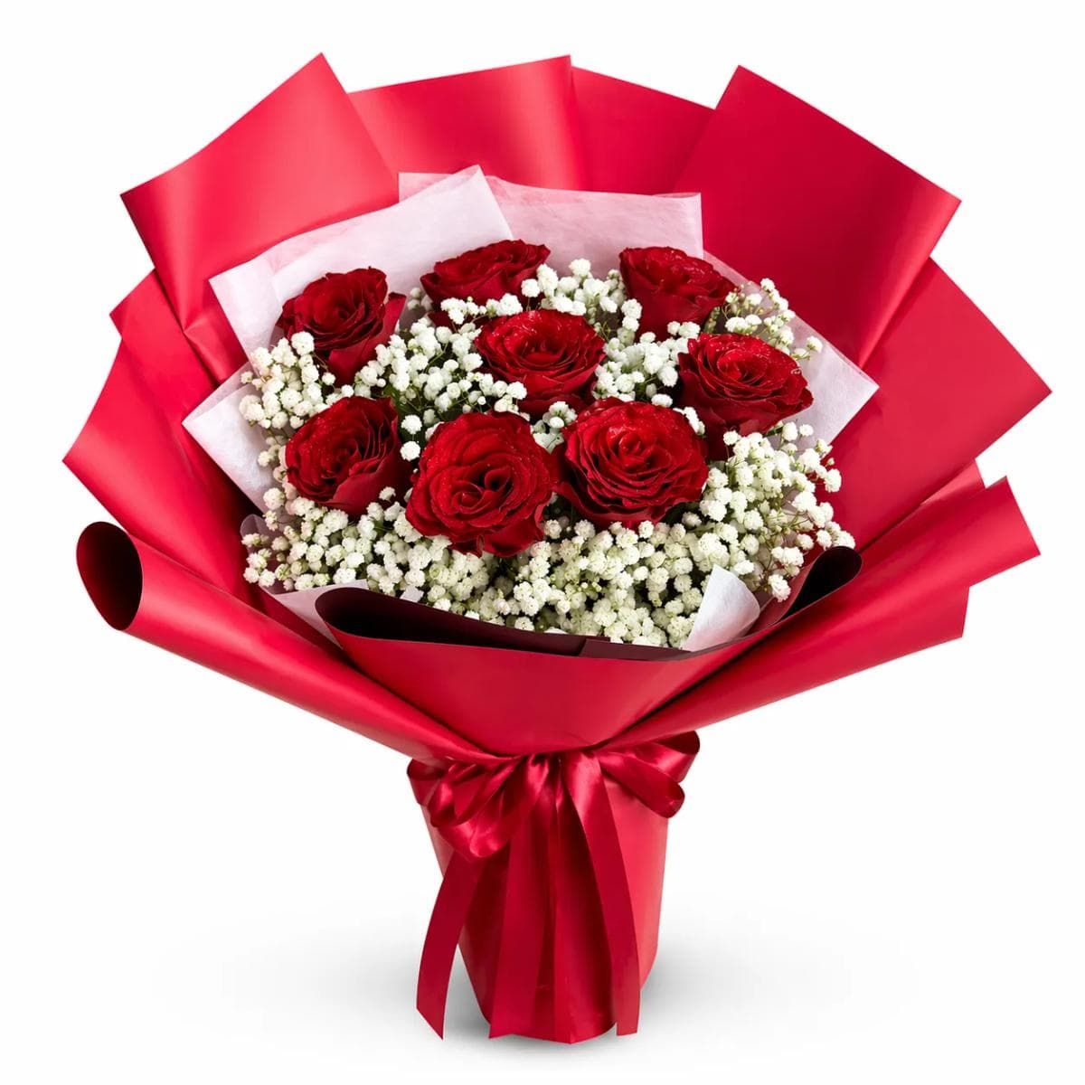 A rustic-style bouquet featuring fresh roses, abundant greenery, and delicate filler flowers for a natural, garden-inspired look. Wrapped in textured paper for a warm, handmade feel and finished with a ribbon. A perfect choice for romantic moments, birthdays, anniversaries, or meaningful congratulations.