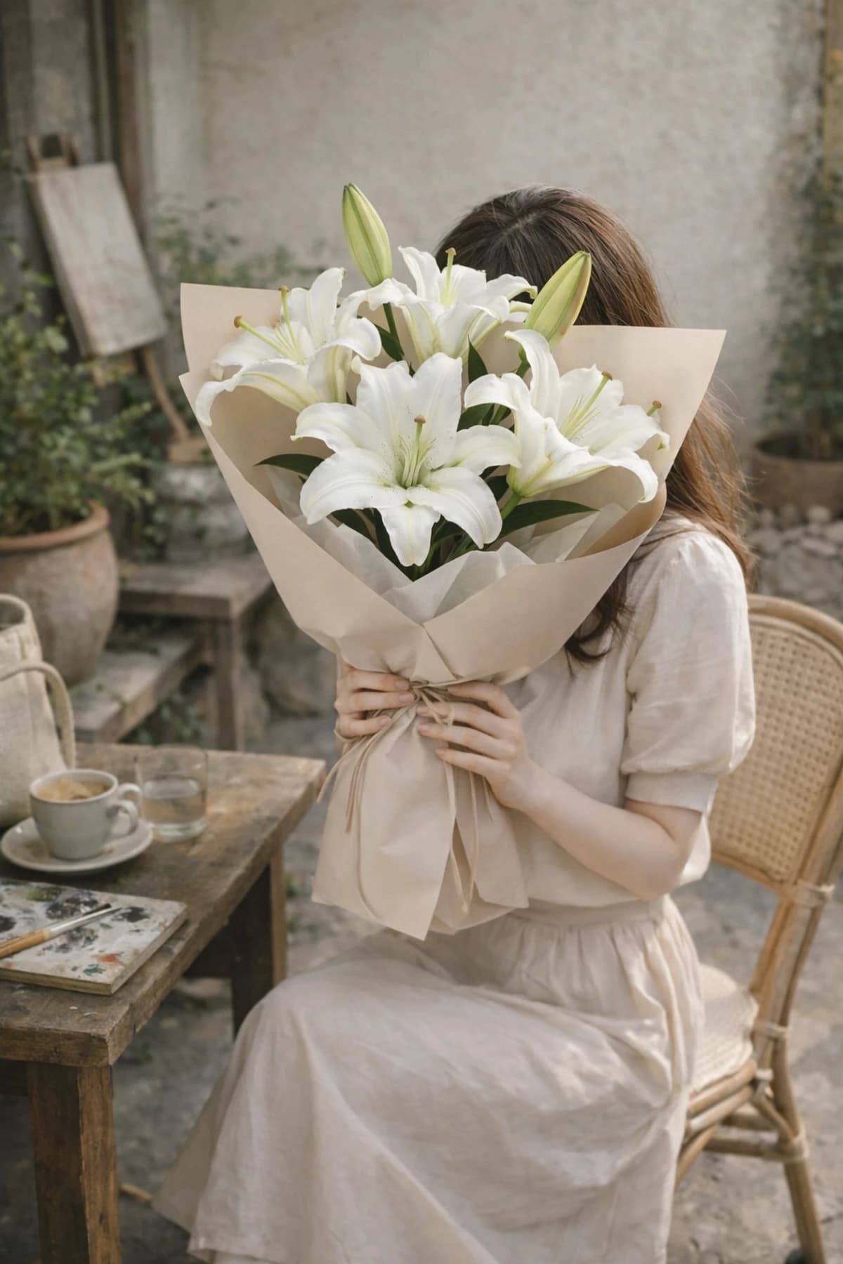An elegant bouquet of fresh white lilies with a soft and graceful look.
Carefully arranged to highlight the natural beauty of each flower.
Ideal for congratulations, housewarmings, or meaningful occasions.