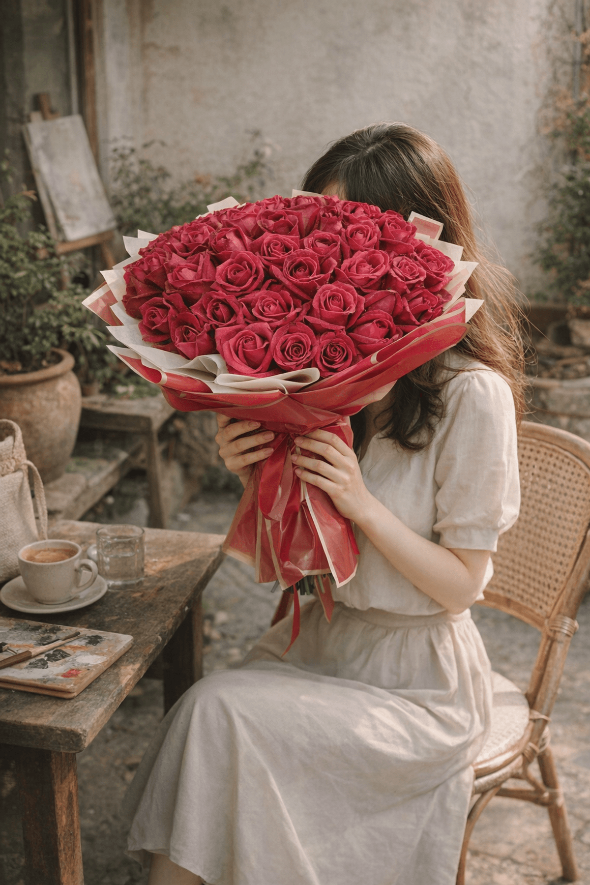 A striking bouquet of 51 red roses, arranged in a full and elegant style. Rich in color and timeless in character, this bouquet is wrapped neatly with premium paper and finished with a ribbon. It is a meaningful choice for expressing deep love, romance, and heartfelt feelings.