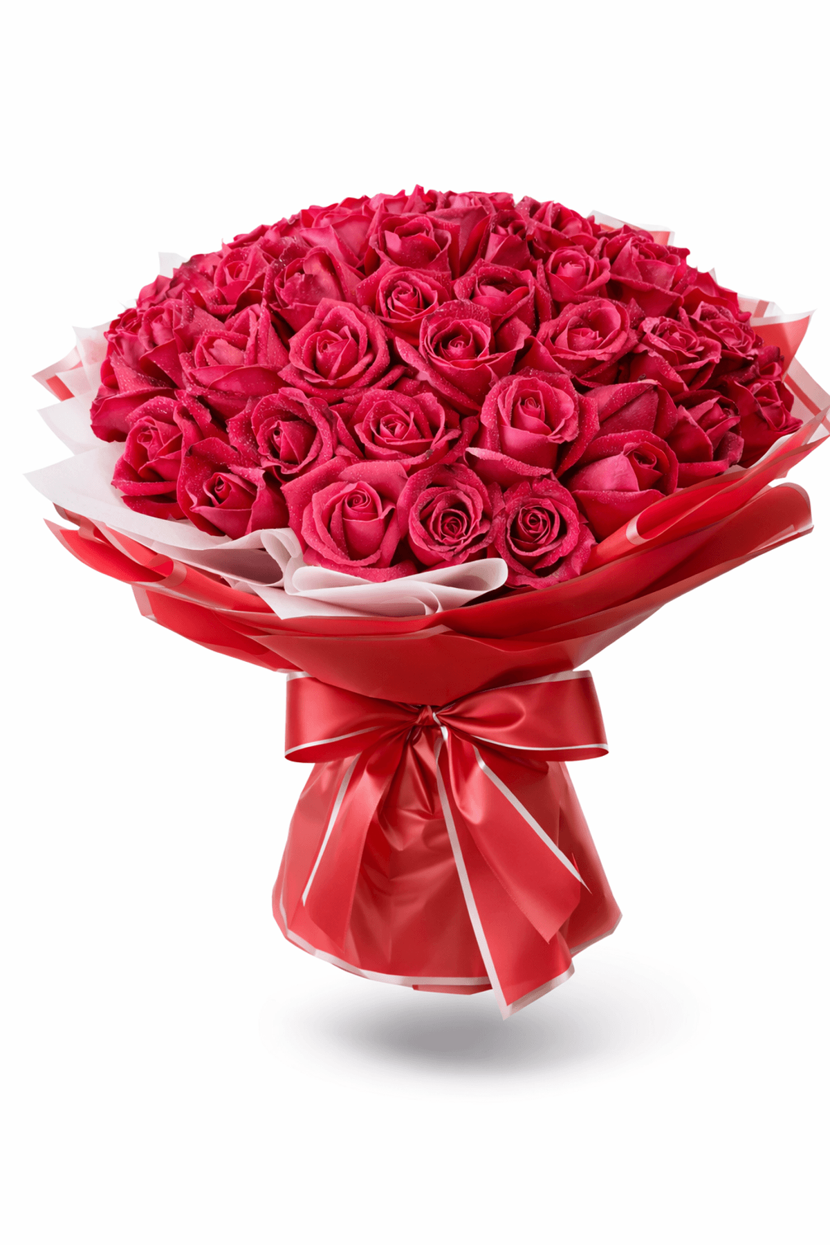 A striking bouquet of 51 red roses, arranged in a full and elegant style. Rich in color and timeless in character, this bouquet is wrapped neatly with premium paper and finished with a ribbon. It is a meaningful choice for expressing deep love, romance, and heartfelt feelings.