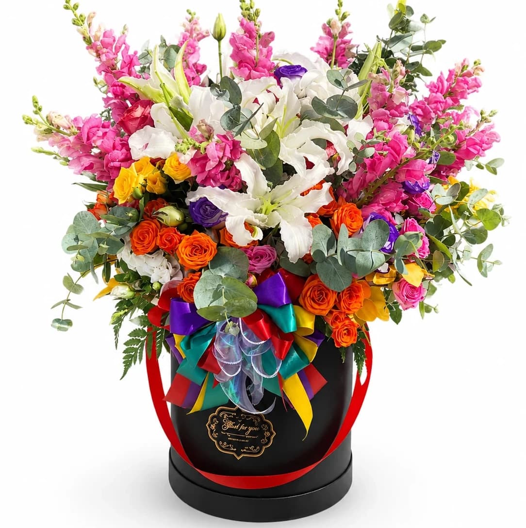 Elegant Mixed Bouquet in Black Box