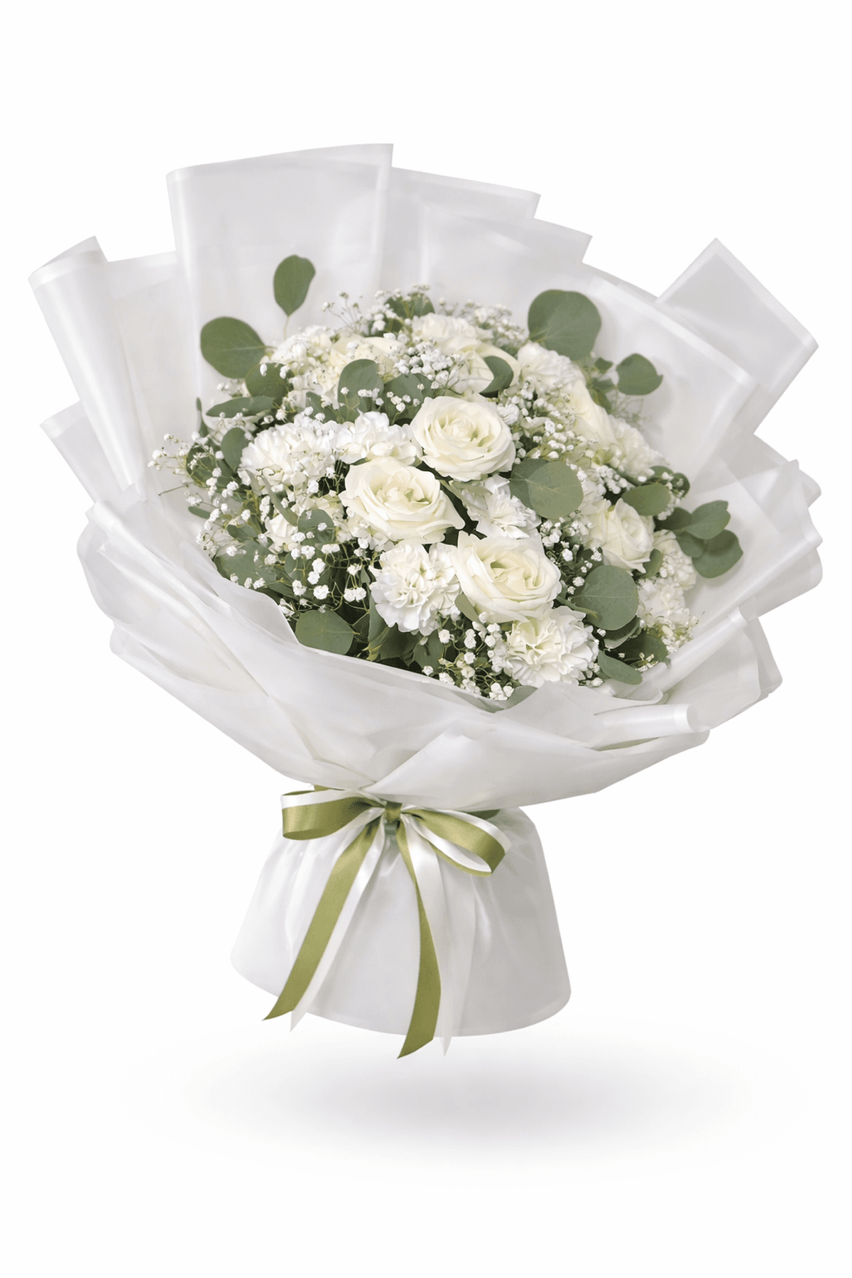 A clean, elegant mono bouquet featuring one main flower type, styled with light seasonal greenery for a refined look. Wrapped with premium paper and finished with a ribbon — perfect for any occasion.