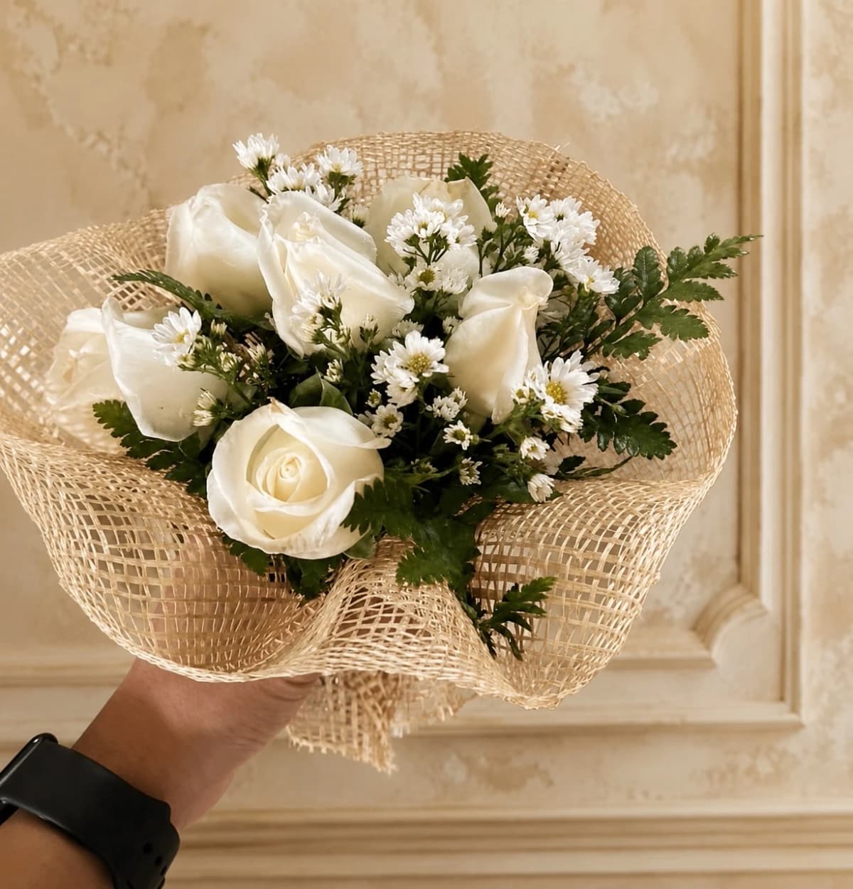 Elegant white rose bouquet for birthday celebrations