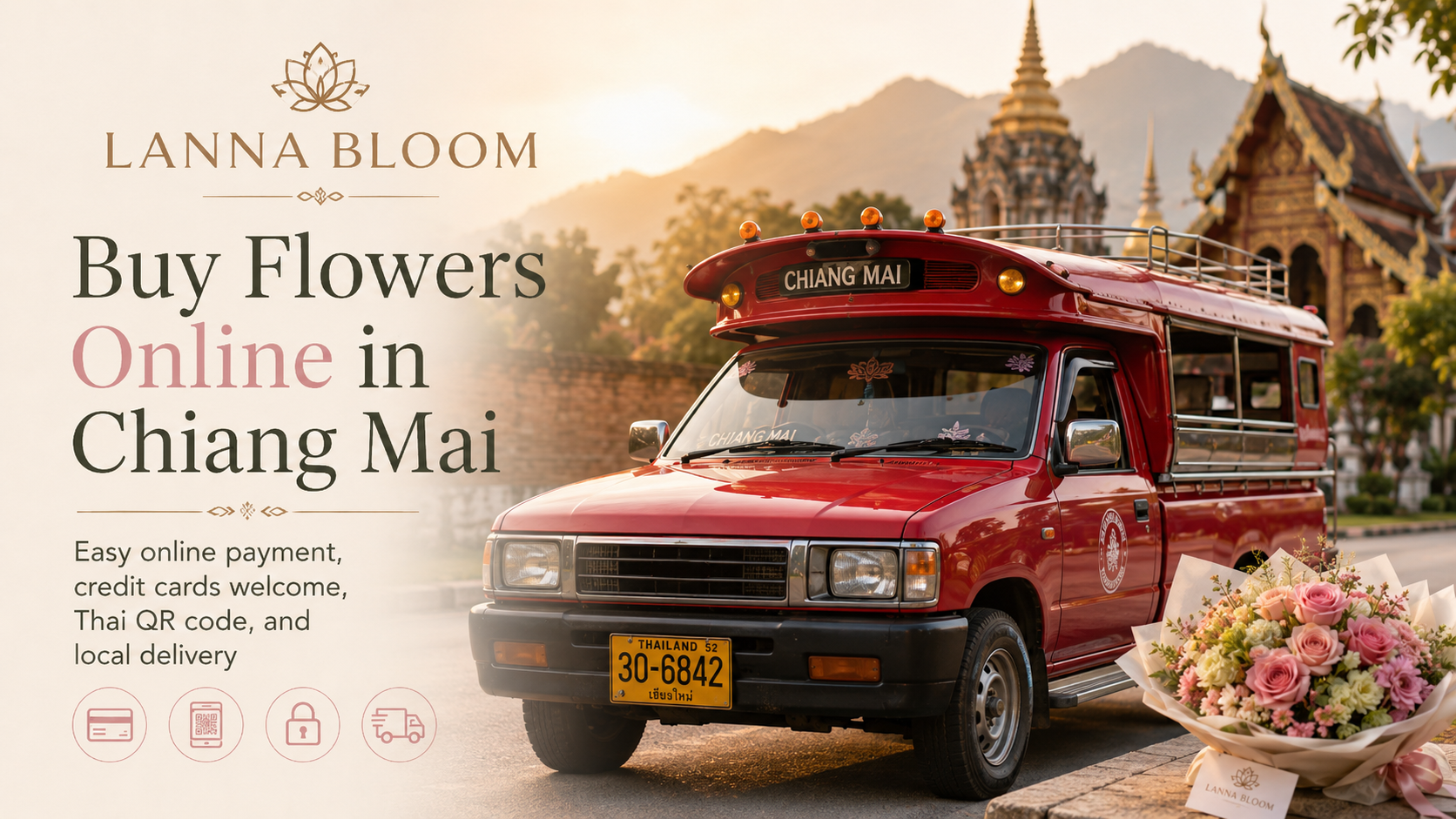 Local flower delivery in Chiang Mai — bouquet ready for the recipient